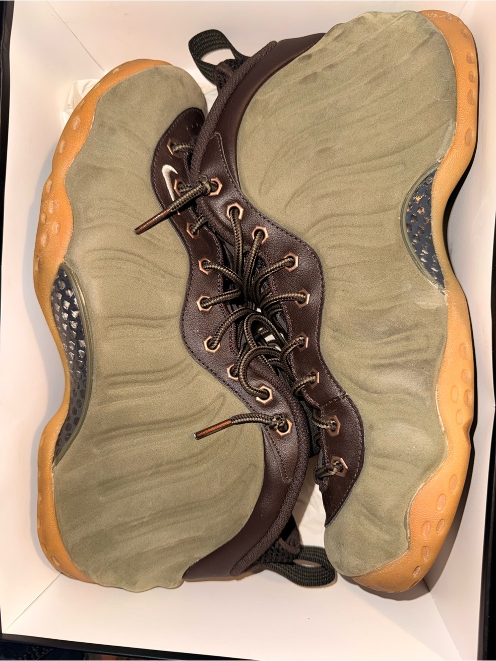 NIKE AIR FOAMPOSITED ONE PREMIUM OLIVE 🫒 2015 SIZE 10.5 M